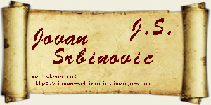 Jovan Srbinović vizit kartica